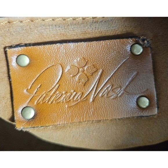 Patricia Nash Tooled Leather Satchel Convertible Hand / Shoulder Bag Teal Floral - Picture 10 of 16